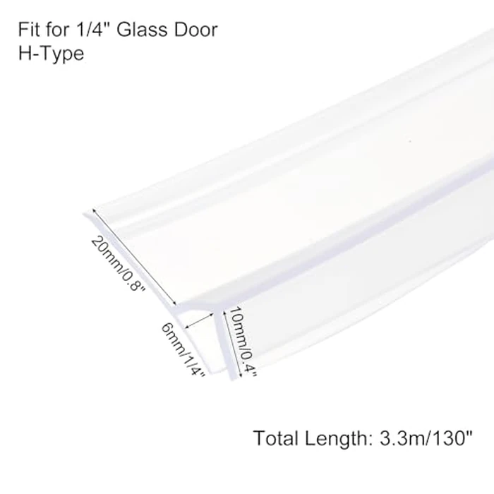 uxcell Shower Door Side Seal, WidenH-Type Shower Door Sweep for 1/4" Glass 130" Long Silicone Frameless Glass Door Seal Strip, Stop Shower Leaks, Clear by uxcell - Image 2