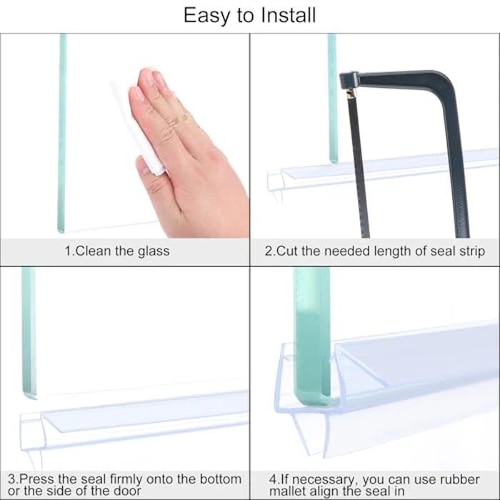 uxcell Shower Door Side Seal, WidenH-Type Shower Door Sweep for 1/4" Glass 130" Long Silicone Frameless Glass Door Seal Strip, Stop Shower Leaks, Clear by uxcell - Image 4