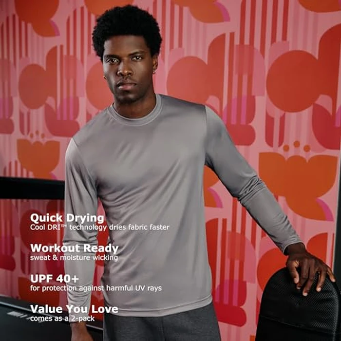 Hanes Men's Sport Quick-Dry Long Sleeve T-Shirt 4-Pack, Moisture-Wicking, Sun Protection Performance Shirts by Hanes - Image 5