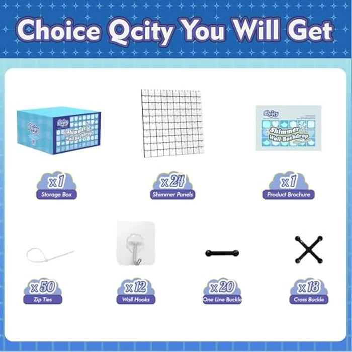 Qcity Matte White Shimmer Wall Backdrop, 24PCS Square Sequin Glitter Backdrop Panel for Birthdays, Wedding, Anniversary, Graduation, Engagement, Baby Shower and Disco Party Decoration by Qcity - Image 2