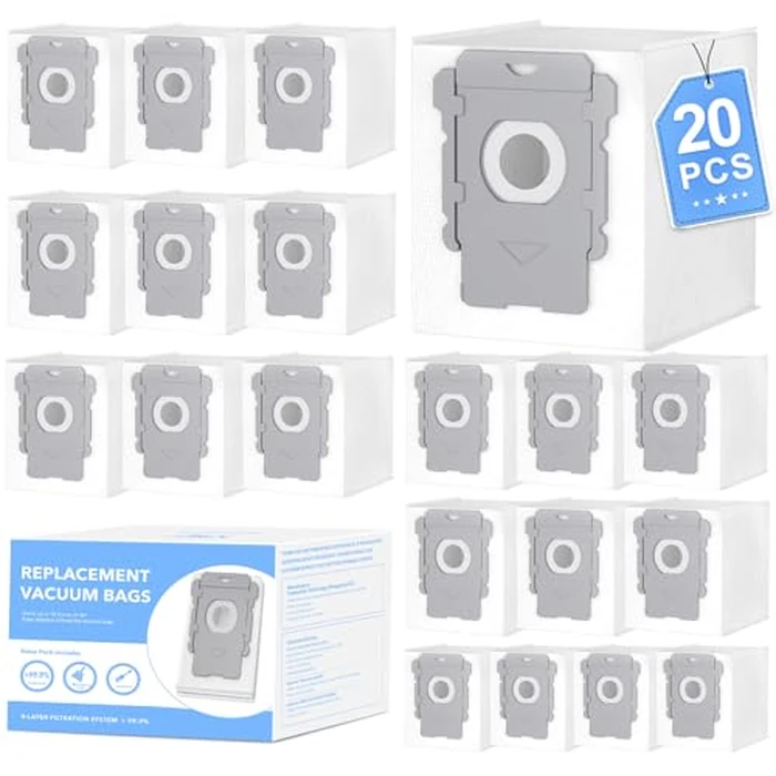 20 Pack Vacuum Bags for iRobot Roomba i7 i7+ i8 i8+ i3 i3+ i4 i4+ i6 i6+ j7 j7+ s9 s9+, s9plus, I & S & J Series Clean Base Automatic Dirt Disposal Bags by XREY - Used - Like New condition