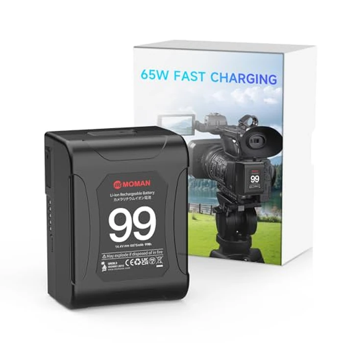 Moman V Mount Battery, Power 99 Mini V Lock Batterys 99Wh 6875mAh 14.4V with 2xD-TAP/USB-C/BP Output, for Sony Canon Camera BMPCC 4k 6k Camcorder DSLR LED Light Laptop, Vmount-Micro-Dtap-Mini-Battery by Moman - Used - Like New condition