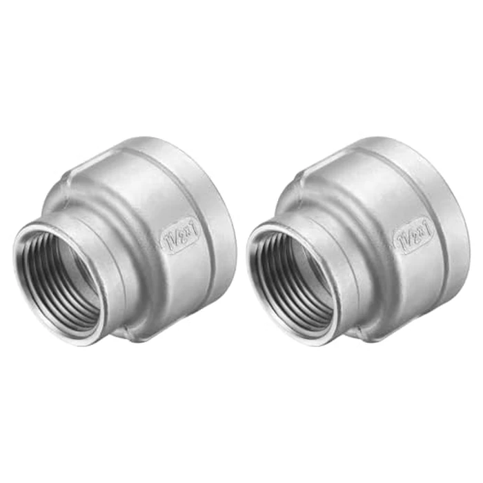 Awclub Reducing Coupling, 1-1/2" x 1" 304 Stainless Steel NPT Female Thread Reducer Taper Cast Pipe Fitting for Water, Oil, and Gas Pipelines 2 Pack by Awclub - Used - Acceptable condition - CA$18.89
