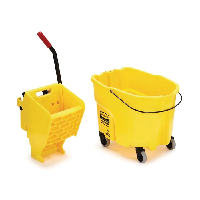 Rubbermaid Commercial Products WaveBrake 35 Qt. Side-Press Mop Bucket and Wringer Combo on Wheels Yellow for Professional/Industrial/Business Heavy-Duty Floor Cleaning/Mopping by Rubbermaid Commercial Products - Image 3