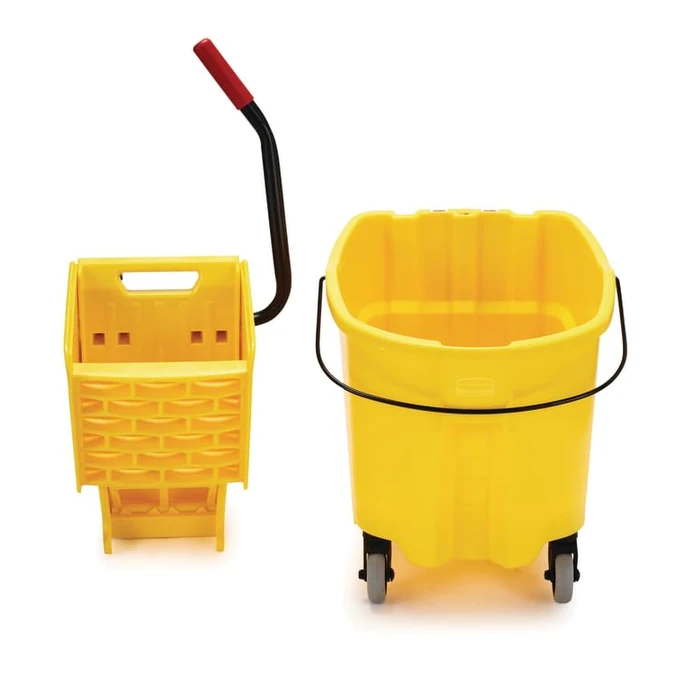 Rubbermaid Commercial Products WaveBrake 35 Qt. Side-Press Mop Bucket and Wringer Combo on Wheels Yellow for Professional/Industrial/Business Heavy-Duty Floor Cleaning/Mopping by Rubbermaid Commercial Products - Image 4