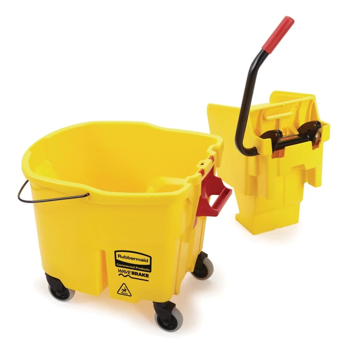 Rubbermaid Commercial Products WaveBrake 35 Qt. Side-Press Mop Bucket and Wringer Combo on Wheels Yellow for Professional/Industrial/Business Heavy-Duty Floor Cleaning/Mopping by Rubbermaid Commercial Products - Image 5