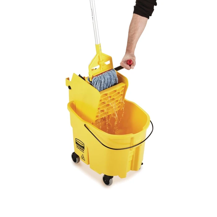 Rubbermaid Commercial Products WaveBrake 35 Qt. Side-Press Mop Bucket and Wringer Combo on Wheels Yellow for Professional/Industrial/Business Heavy-Duty Floor Cleaning/Mopping by Rubbermaid Commercial Products - Image 6