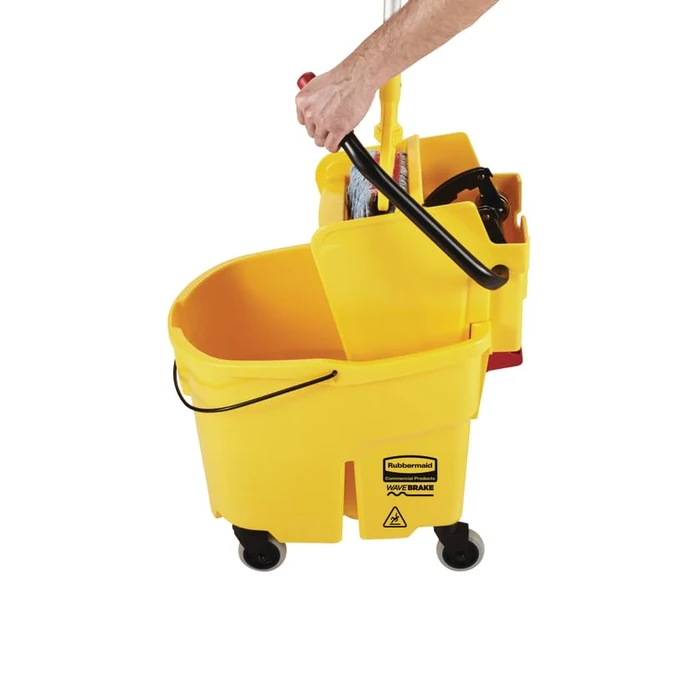 Rubbermaid Commercial Products WaveBrake 35 Qt. Side-Press Mop Bucket and Wringer Combo on Wheels Yellow for Professional/Industrial/Business Heavy-Duty Floor Cleaning/Mopping by Rubbermaid Commercial Products - Image 8
