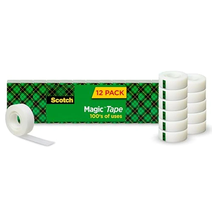 Scotch Magic Tape, Invisible, Home Office Supplies and Back to School Supplies for College and Classrooms, 12 Rolls by Scotch - Used - Like New condition