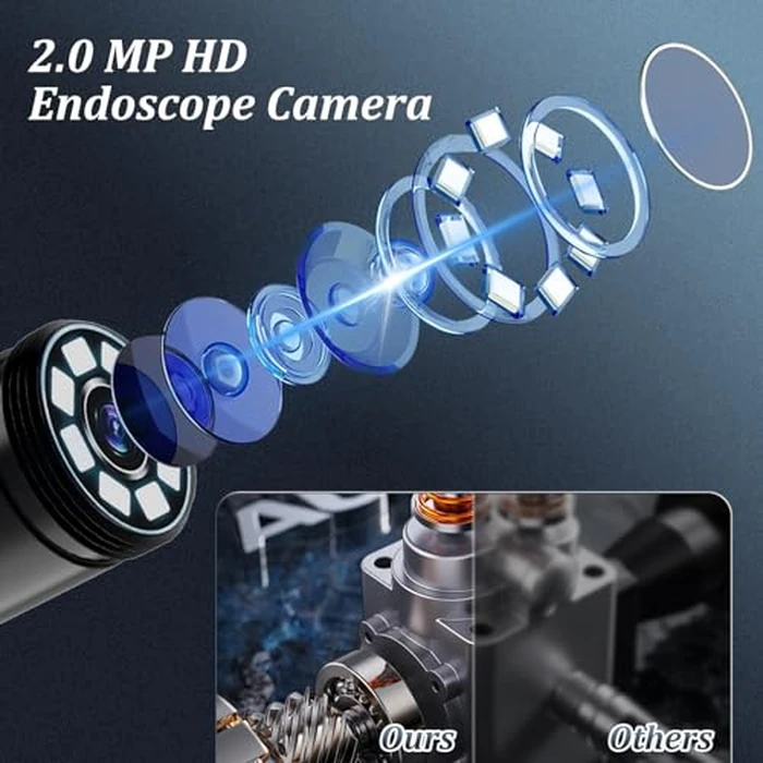 Endoscope Camera with Light, Ennovor 1920P HD, Endoscope Inspection with 8 Adjustable LED Lights, Borescope with Flexible Rigid Snake Camera, IP67 Waterproof and No WiFi Required, for Android iOS by Ennovor - Image 2
