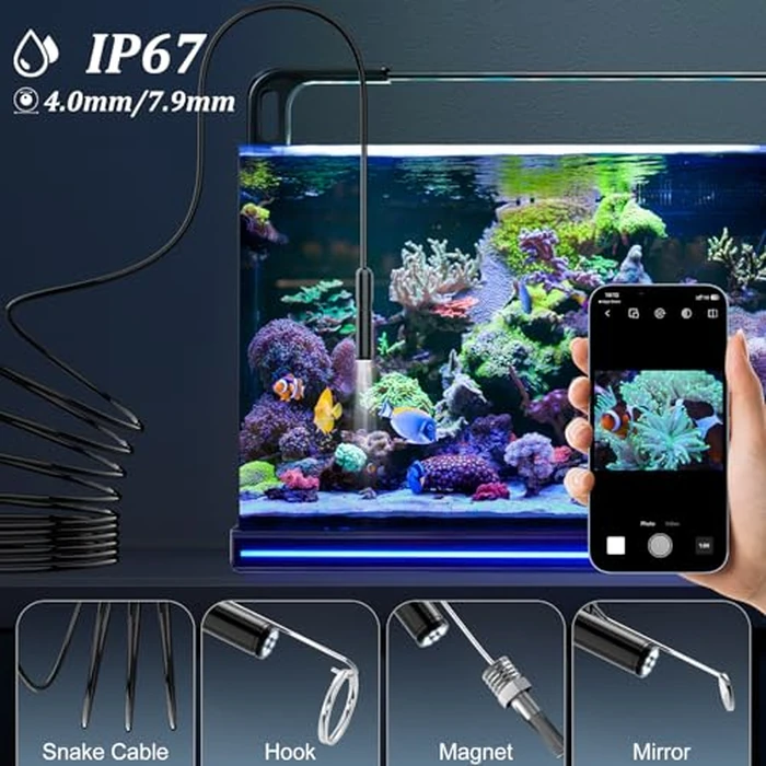 Endoscope Camera with Light, Ennovor 1920P HD, Endoscope Inspection with 8 Adjustable LED Lights, Borescope with Flexible Rigid Snake Camera, IP67 Waterproof and No WiFi Required, for Android iOS by Ennovor - Image 4
