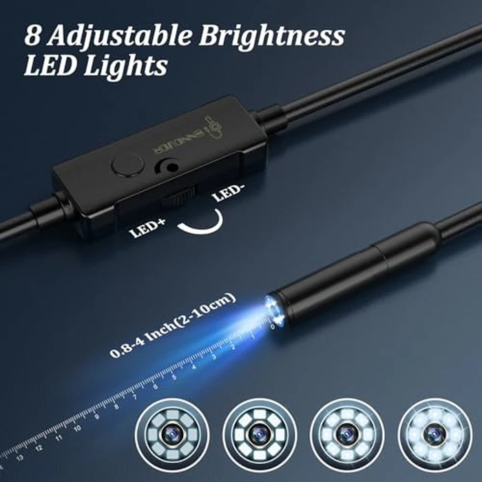 Endoscope Camera with Light, Ennovor 1920P HD, Endoscope Inspection with 8 Adjustable LED Lights, Borescope with Flexible Rigid Snake Camera, IP67 Waterproof and No WiFi Required, for Android iOS by Ennovor - Image 5