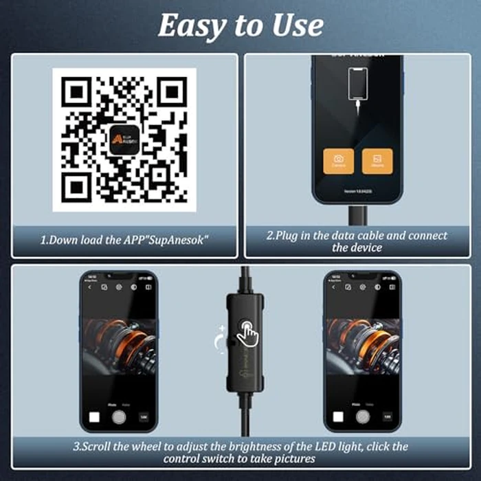 Endoscope Camera with Light, Ennovor 1920P HD, Endoscope Inspection with 8 Adjustable LED Lights, Borescope with Flexible Rigid Snake Camera, IP67 Waterproof and No WiFi Required, for Android iOS by Ennovor - Image 8