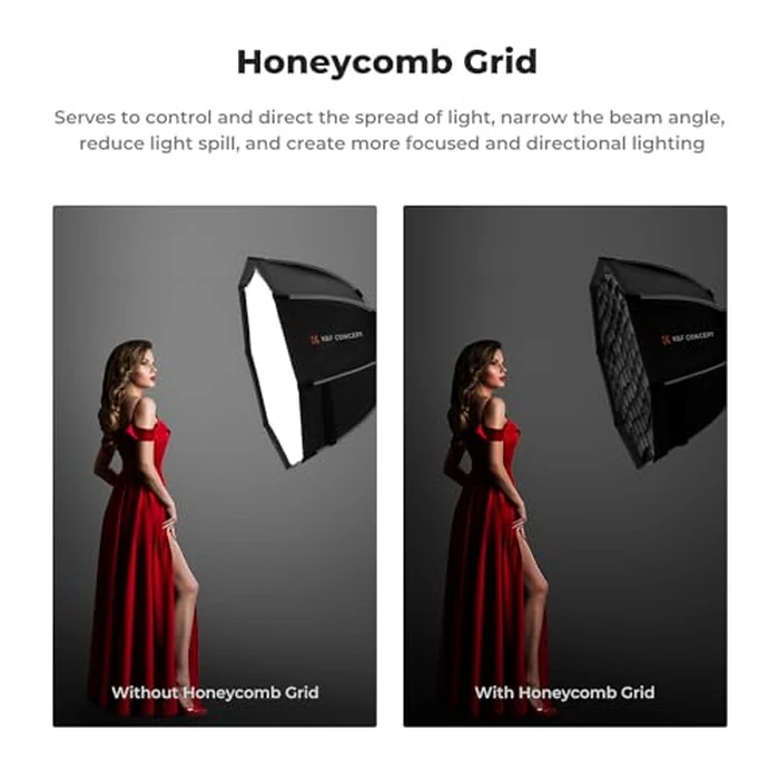 K&F CONCEPT 35''/90cm Octagonal Softbox, Quick Release Bowens Mount Softbox with Honeycomb Grid, Light Diffusers, Carrying Bag, for Photography Studio Speedlite Flash and Monolight by K&F CONCEPT - Image 3