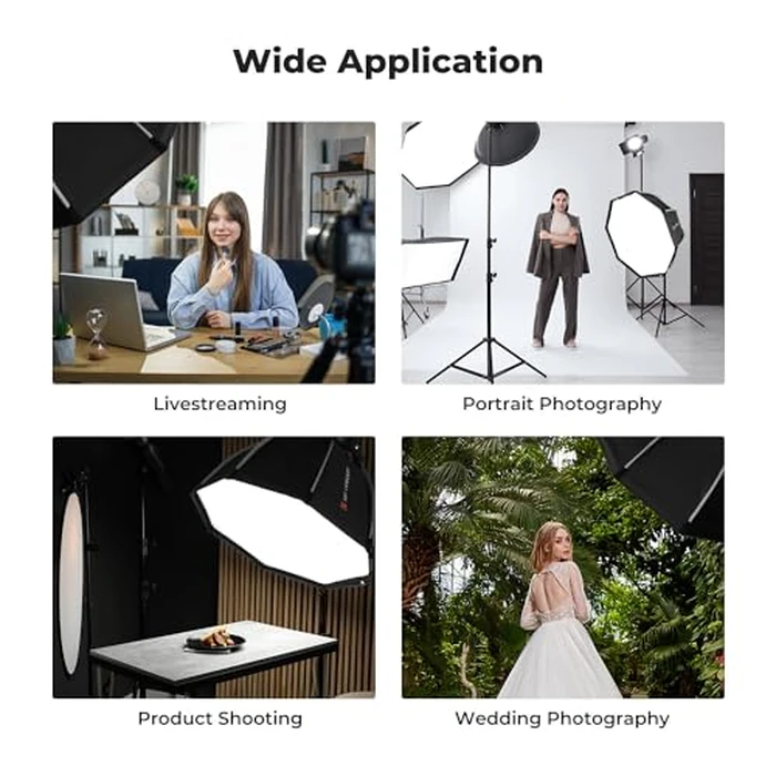 K&F CONCEPT 35''/90cm Octagonal Softbox, Quick Release Bowens Mount Softbox with Honeycomb Grid, Light Diffusers, Carrying Bag, for Photography Studio Speedlite Flash and Monolight by K&F CONCEPT - Image 5