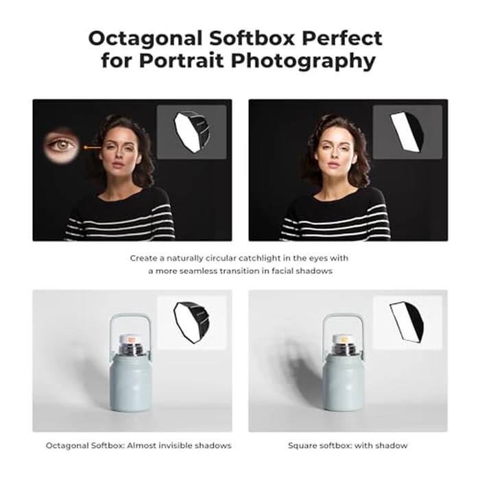 K&F CONCEPT 35''/90cm Octagonal Softbox, Quick Release Bowens Mount Softbox with Honeycomb Grid, Light Diffusers, Carrying Bag, for Photography Studio Speedlite Flash and Monolight by K&F CONCEPT - Image 6