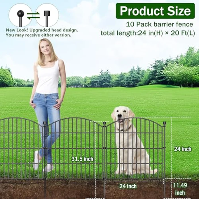 10 Panels No Dig Decorative Garden Fence Animal Barrier - 24 in (H) x 20 ft (L) - Dog Fence Outdoor for Yard, Rabbits and Small Pets - Tall Rustproof Metal Wire Fencing Border for Garden and Patio by Bilibompa - Image 2