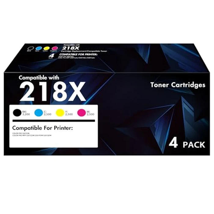 218X Toner Cartridges 4 Pack with Chip 218A 3201dw 3301fdw Compatible for HP 218X 218A 218 Color Pro MFP 3301 3301cdw 3301fdw 3201dw 3301sdw Printer W2180X High Yield Ink Set Black Cyan Yellow Magenta by AZTECH GLOBAL - Used - Like New condition - US$138.24