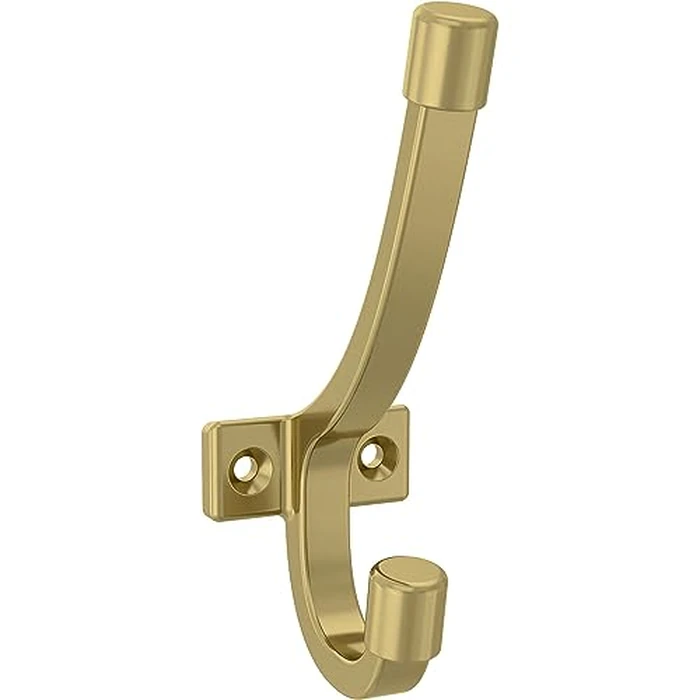 Franklin Brass Modern Angled Pilltop (5-Pack) Coat and Hat Wall Hooks Double Hooks for Hanging Satin Gold Wall Mount Hanger Backpack, Purse, Bag, Towel Organization Decorative Wall Hooks B48023K-SG-C by Franklin Brass - Image 1