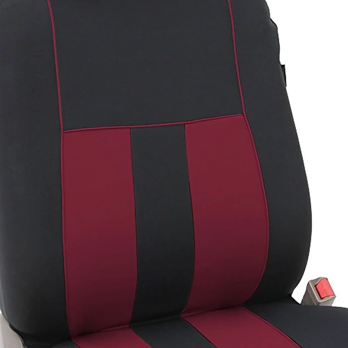 FH Group Three Row Set Striking Striped 7 Seater Car Seat Covers Airbag & Split Bench Compatible â€“ Universal Fit for Cars Trucks & SUVs Burgundy/Black by FH Group - Image 4