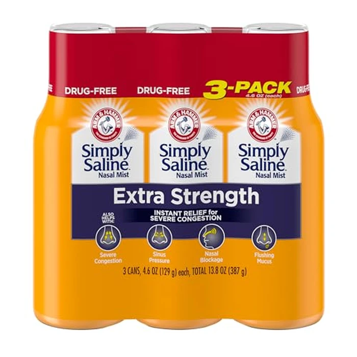 Simply Saline Extra Strength for Severe Congestion Relief Nasal Mist: 4.6oz 3-Pack by Arm & Hammer - Used - Like New condition