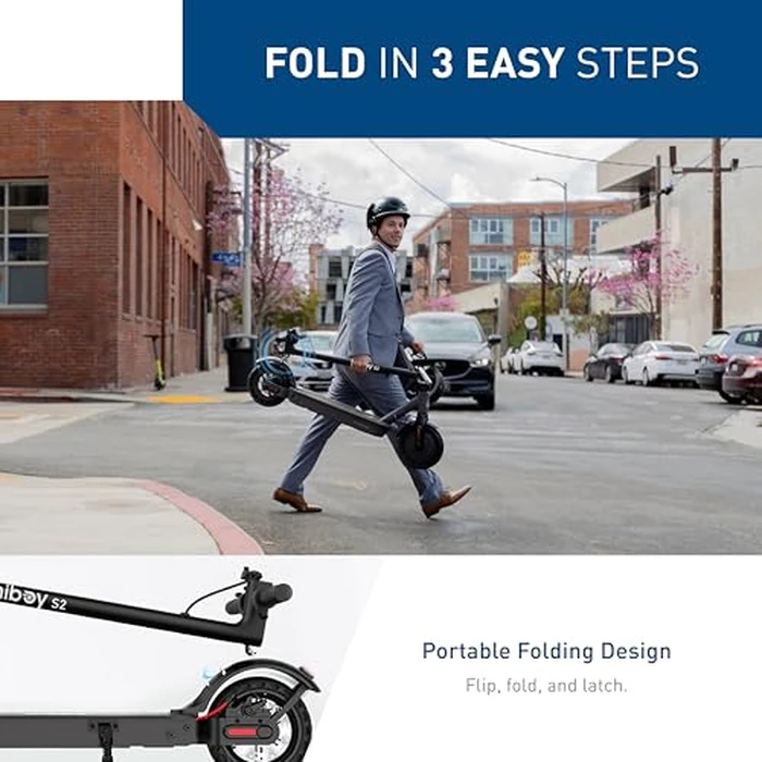 Hiboy S2 Electric Scooter - 8.5" Solid Tires - Up to 17 Miles Long-Range & 19 MPH Portable Folding Commuting Scooter for Adults with Double Braking System and App (Black&Space Grey) by Hiboy - Image 5