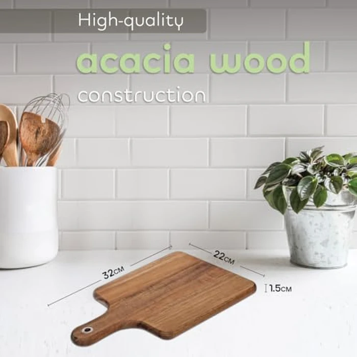 Luciano Gourmet Serving Board, Wooden Cutting Board for Kitchen Use, Ideal for Chopping Vegetables, Fruits, and Meats, Kitchen Essentials, Acacia Wood, 32cm x 22cm x 1.5cm by Luciano - Image 2