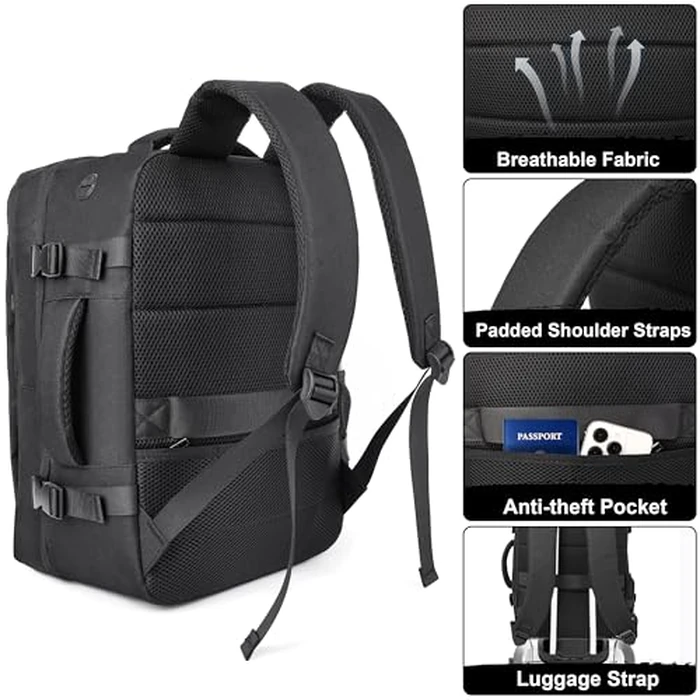 DEYACE Travel Backpack for Men Women, TSA Approved Carry On Backpack Personal Item Size Airplane Approved Weekender Bag, Water Resistant Lightweight Laptop Daypack for Flight by DEYACE - Image 5