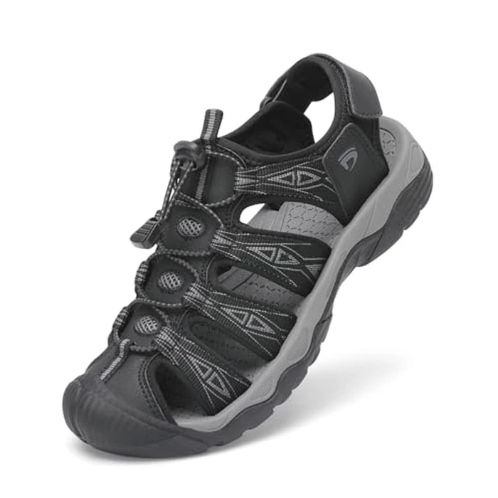 Dannto Women's Sport Hiking Sandals Closed Toe Outdoor Athletic Walking Sandal Lightweight Summer Water Shoes Black Gray Size 7 by Dannto - Used - Like New condition - US$39.89