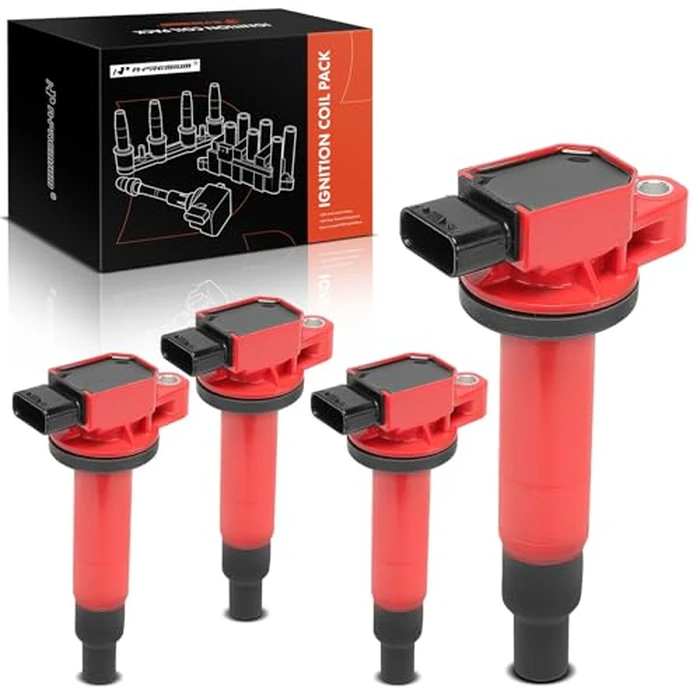 A-Premium (Red) Engine Ignition Coil Pack Compatible with Toyota Prius 2001-2009, Prius C 2012-2019, Yaris 2006-2018, Echo 2000-2005 & Scion xB 2004-2006, xA 2004-2006, 1.5L, 4-PC Set by A-premium - Used - Like New condition - CA$56.57
