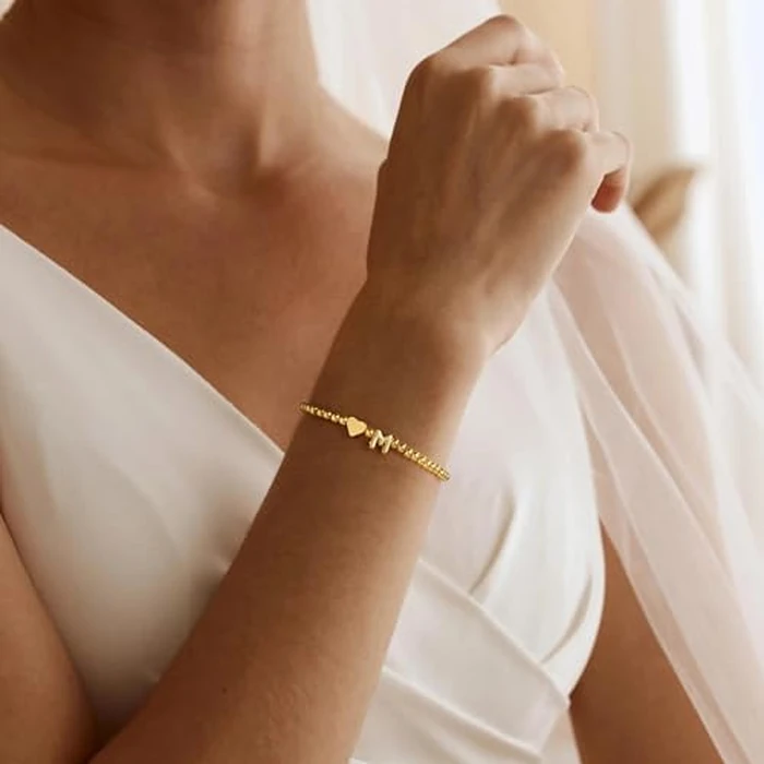 M MOOHAM Bridesmaid Gifts - bridesmaid proposal maid of honor bridal shower gifts 14K Gold Plated Heart Initial L Bracelets for Women Wedding bridal Bachelorette Party by M MOOHAM - Image 4