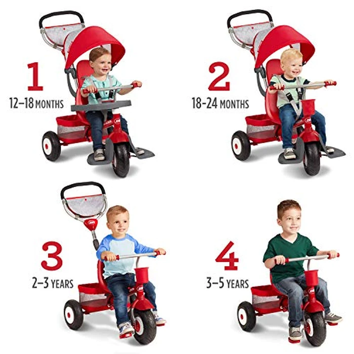 Radio Flyer Ultimate All-Terrain Stroll 'N Trike, Ages 1-5, Convertible 4-in-1 Tricycle, All-Terrain Tires, Parent Push Handle, UV Canopy, Accessories, Safety Harness, Stroller Tricycle for Toddlers by Radio Flyer - Image 2
