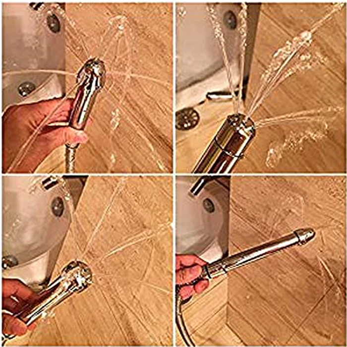 3 Heads Aluminum Shower Cleaner Douche System with 1.5 m Stainless Steel Handheld Shower Hose and Velet Pouch by ABSOK - Image 3