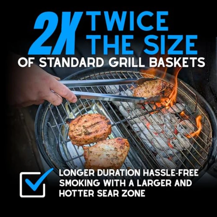 SnS Grills Slow ’N Sear Charcoal Basket Insert for 18” Weber Kettles - Heavy Duty Stainless Steel Charcoal Basket - Two Zone Cooking System, Indirect Smoking & High Heat Searing - BBQ Grill Accessory by Slow 'N Sear - Image 4