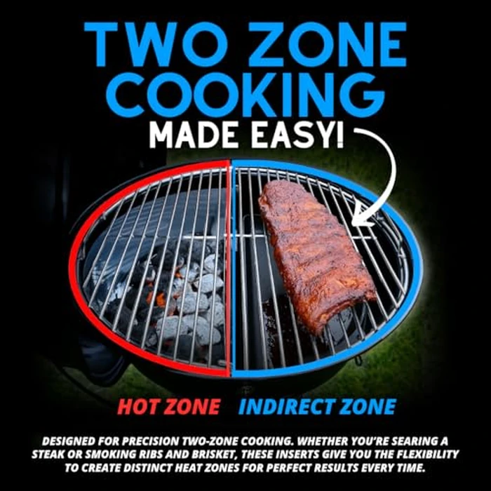 SnS Grills Slow ’N Sear Charcoal Basket Insert for 18” Weber Kettles - Heavy Duty Stainless Steel Charcoal Basket - Two Zone Cooking System, Indirect Smoking & High Heat Searing - BBQ Grill Accessory by Slow 'N Sear - Image 5