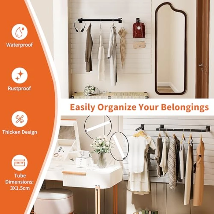WETOECOTEC 12 Pack Slatwall Accessories Kit with U-Shaped Rectangular Tubing Hangrails and Waterfall Display Hanger, Slatwall Hooks and Hanger for Clothing Retail, Merchandise Display by WETOECOTEC - Image 3