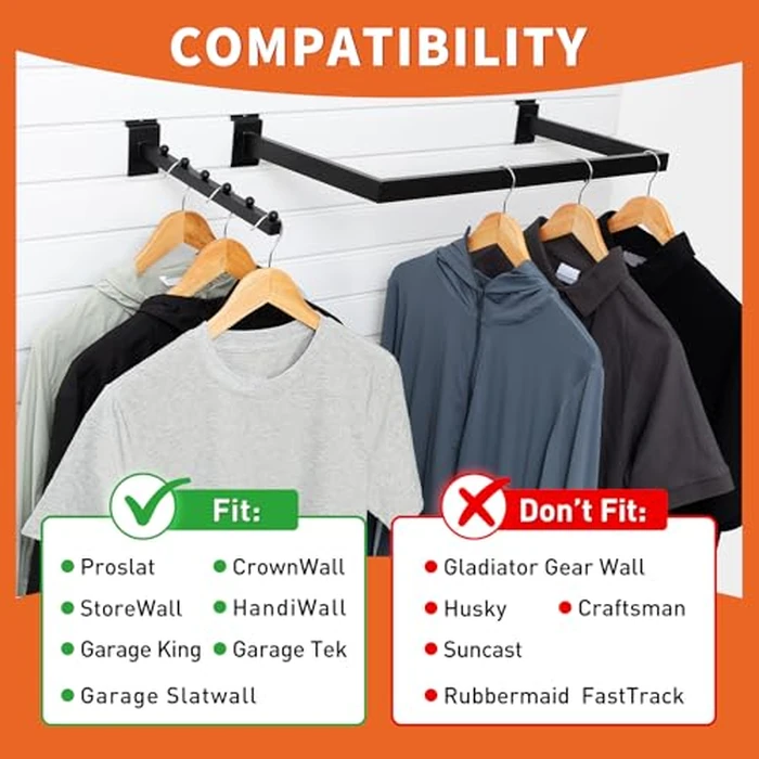 WETOECOTEC 12 Pack Slatwall Accessories Kit with U-Shaped Rectangular Tubing Hangrails and Waterfall Display Hanger, Slatwall Hooks and Hanger for Clothing Retail, Merchandise Display by WETOECOTEC - Image 4