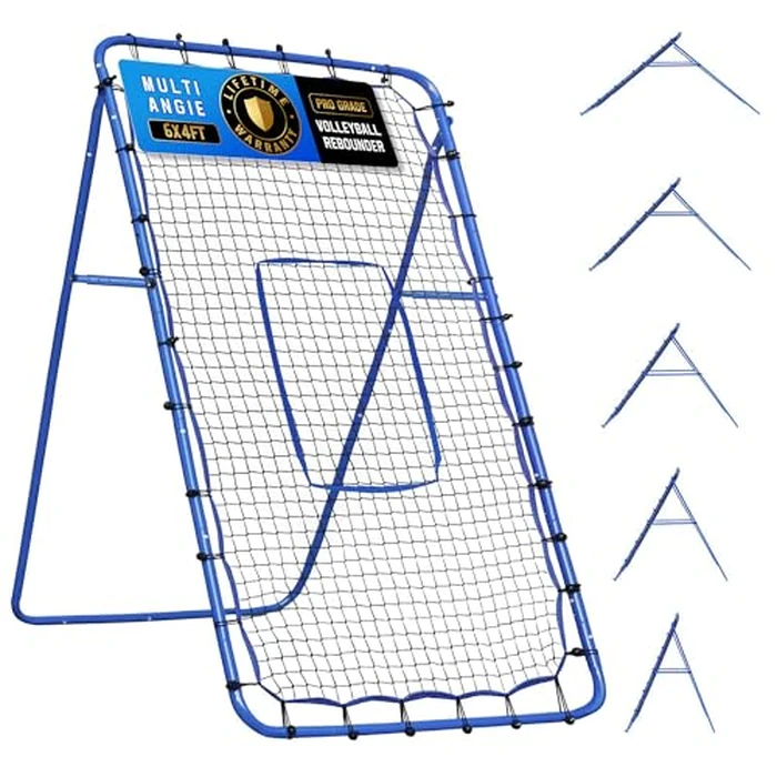 Volleyball Rebounder Net, 6 x 4 FT Baseball Softball Rebounder Pitchback Net, Quick Adjustments Lacrosse Bounce Back Practice Equipment for Outdoor Indoor Training by Winthai - Image 1
