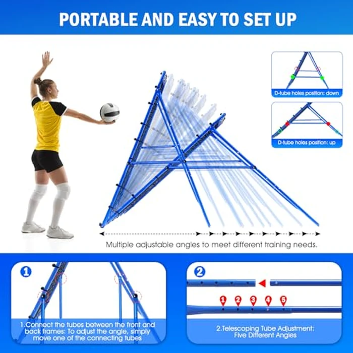 Volleyball Rebounder Net, 6 x 4 FT Baseball Softball Rebounder Pitchback Net, Quick Adjustments Lacrosse Bounce Back Practice Equipment for Outdoor Indoor Training by Winthai - Image 3