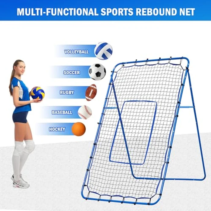 Volleyball Rebounder Net, 6 x 4 FT Baseball Softball Rebounder Pitchback Net, Quick Adjustments Lacrosse Bounce Back Practice Equipment for Outdoor Indoor Training by Winthai - Image 9