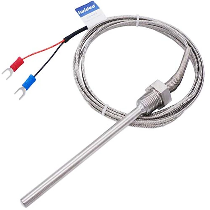 Twidec/2M NPT 1/4" inch (6X100MM) Pipe Thread Temperature Sensor Probe Two Wire Temperature Controller (0~600℃) 304 Stainless Steel K Type Thermocouple MT-205-1/4 by Twidec - Used - Like New condition