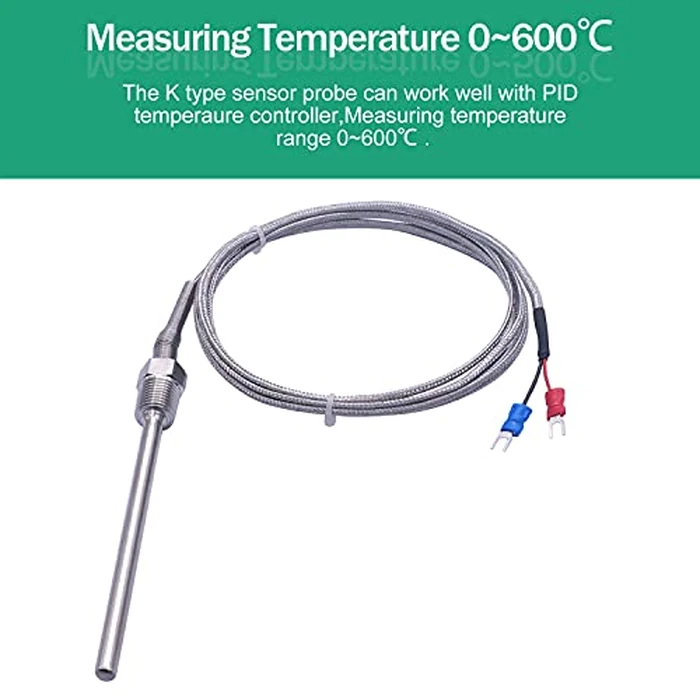 Twidec/2M NPT 1/4" inch (6X100MM) Pipe Thread Temperature Sensor Probe Two Wire Temperature Controller (0~600℃) 304 Stainless Steel K Type Thermocouple MT-205-1/4 by Twidec - Image 5