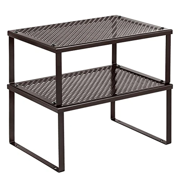 SONGMICS Cabinet Shelf Organizer,Expandable,Stackable,2 Metal Kitchen Counter Shelves,Brown UKCS01BR by SONGMICS - Used - Good condition