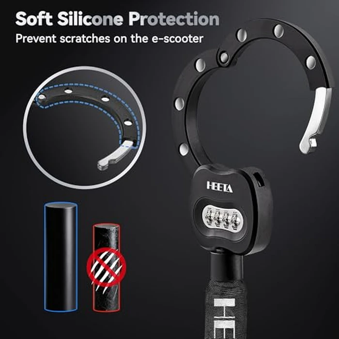 HEETA Electric Scooter Lock Anti Theft, 4 Digit Combination Bike Chain Lock, Heavy Duty Security Bicycle Lock Cable Accessories for E Scooter, E Bike, Motorcycle, Door, Gate & Fence by HEETA - Image 6