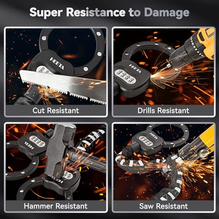 HEETA Electric Scooter Lock Anti Theft, 4 Digit Combination Bike Chain Lock, Heavy Duty Security Bicycle Lock Cable Accessories for E Scooter, E Bike, Motorcycle, Door, Gate & Fence by HEETA - Image 7