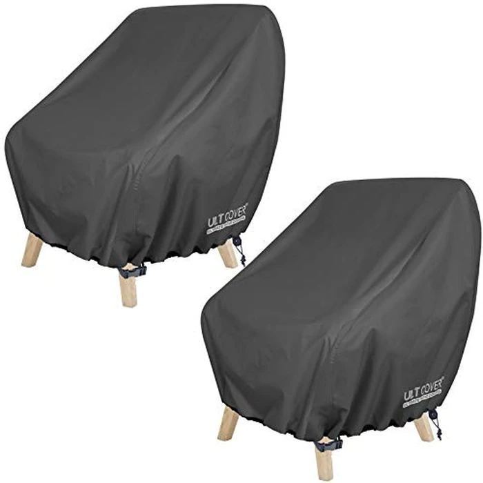 ULTCOVER Waterproof Patio Chair Cover 2 Pack - Outdoor Lounge Deep Seat Single Lawn Chair Cover Fits Up to 28W x 34D x 32H inches, Black by ULTCOVER - Used - Acceptable condition - CA$41.87