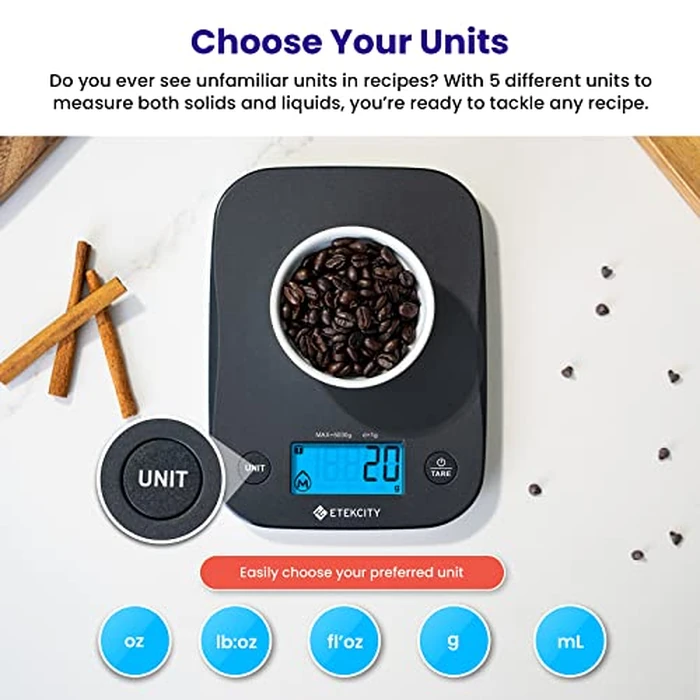 Etekcity Food Kitchen Scale, Digital Weight Grams and Oz for Cooking, Baking, Meal Prep, and Diet, Medium, Black by Etekcity - Used - Good condition - CA$13.42