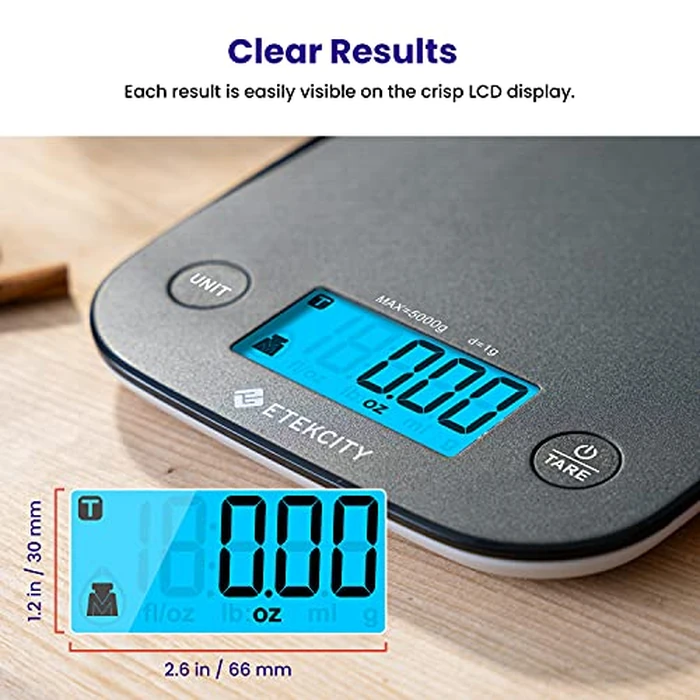 Etekcity Food Kitchen Scale, Digital Weight Grams and Oz for Cooking, Baking, Meal Prep, and Diet, Medium, Black by Etekcity - Image 2