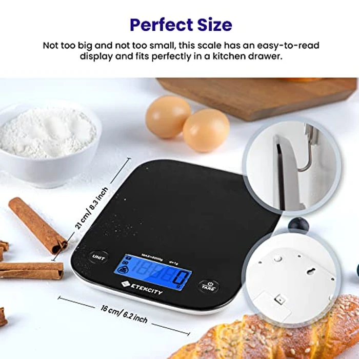 Etekcity Food Kitchen Scale, Digital Weight Grams and Oz for Cooking, Baking, Meal Prep, and Diet, Medium, Black by Etekcity - Image 4