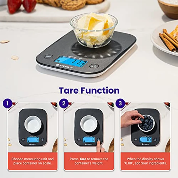 Etekcity Food Kitchen Scale, Digital Weight Grams and Oz for Cooking, Baking, Meal Prep, and Diet, Medium, Black by Etekcity - Image 5